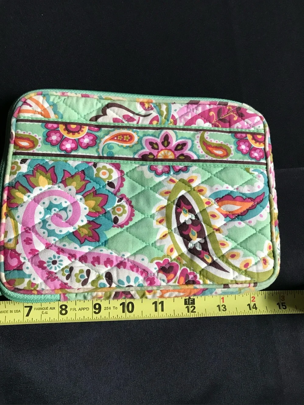 Vera Bradley Tutti Frutti Quilted Tablet Sleeve Zip Case Organizer